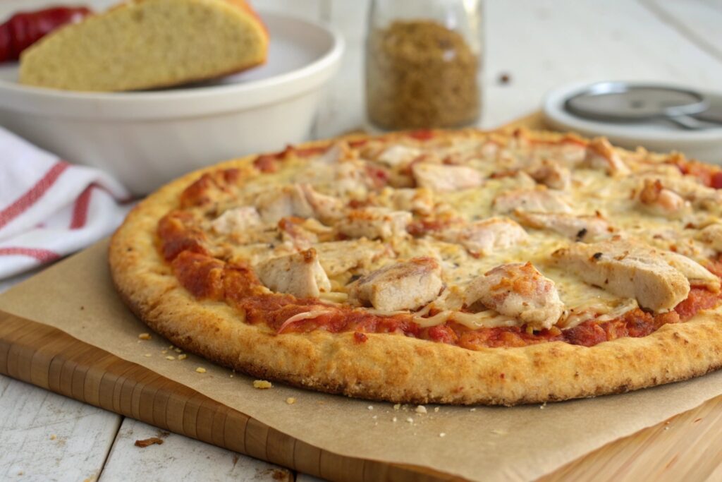 Canned Chicken pizza crust preparation